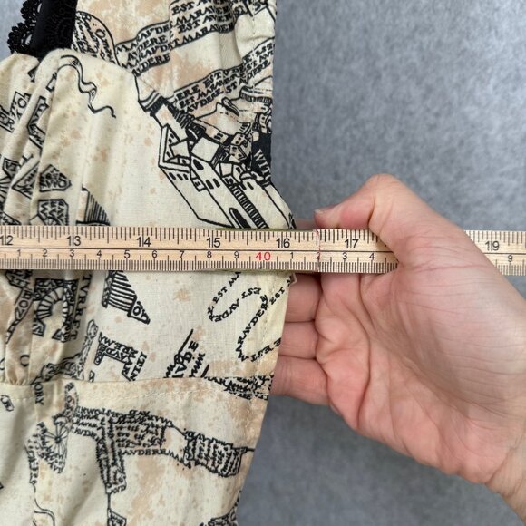 Harry Potter Marauders Map Dress Size S Black Cream Corset Sweetheart Milkmaid - Picture 15 of 15